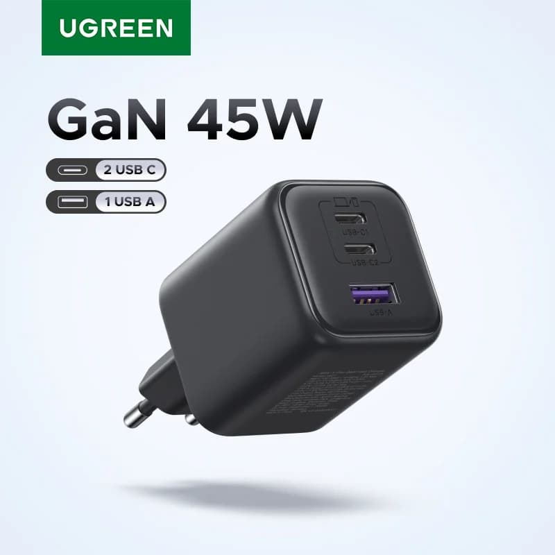 Nástěnná nabíječka GaN 45W s USB-C, EU zástrčka