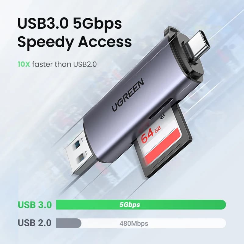 Čtečka karet SD/MicroSD USB 3.0 & USB-C