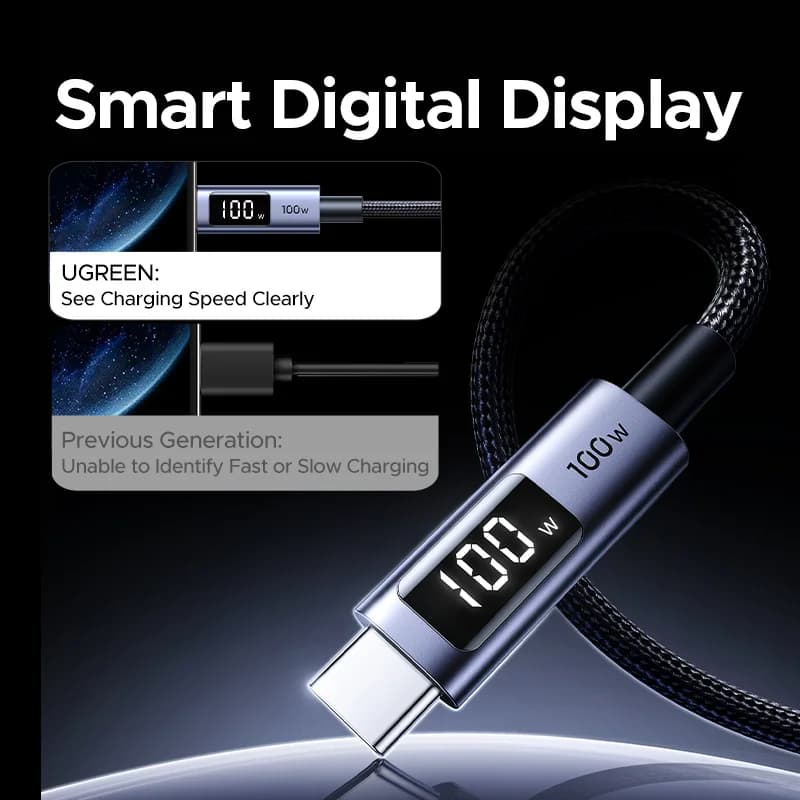 Kabel USB-C na USB-C, 100W PD s digitálním displejem
