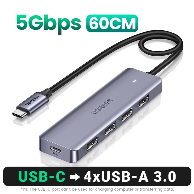 Rozbočovač a rozdělovač USB-C na USB 3.0 se 4 porty