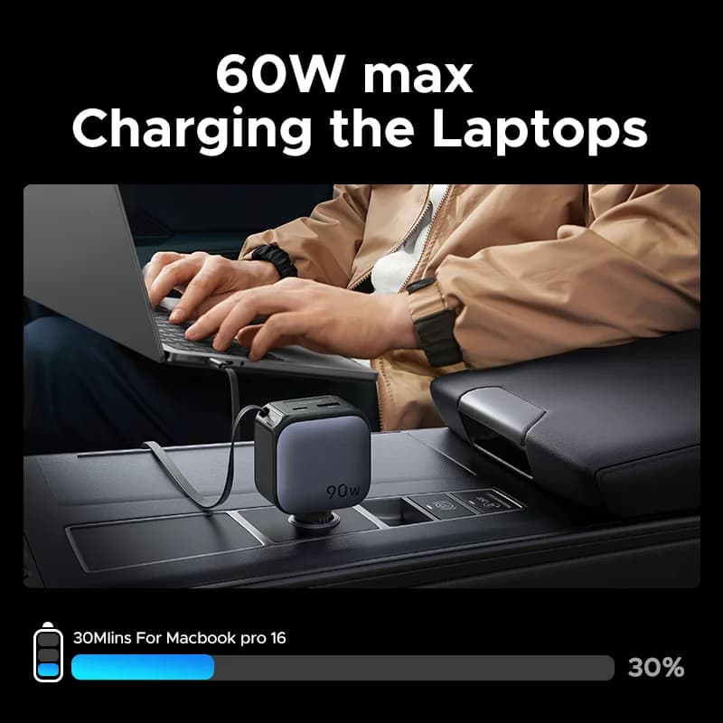 Autonabíječka USB-C 145W s vysouvacím kabelem