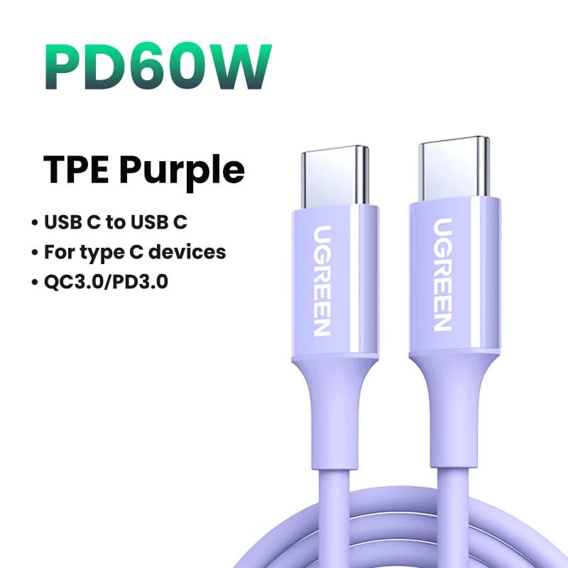 Kabel USB-C na USB-C, 100W PD, více barev