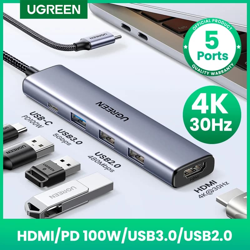 USB-C Hub s HDMI 4K, SD/TF a PD 100W