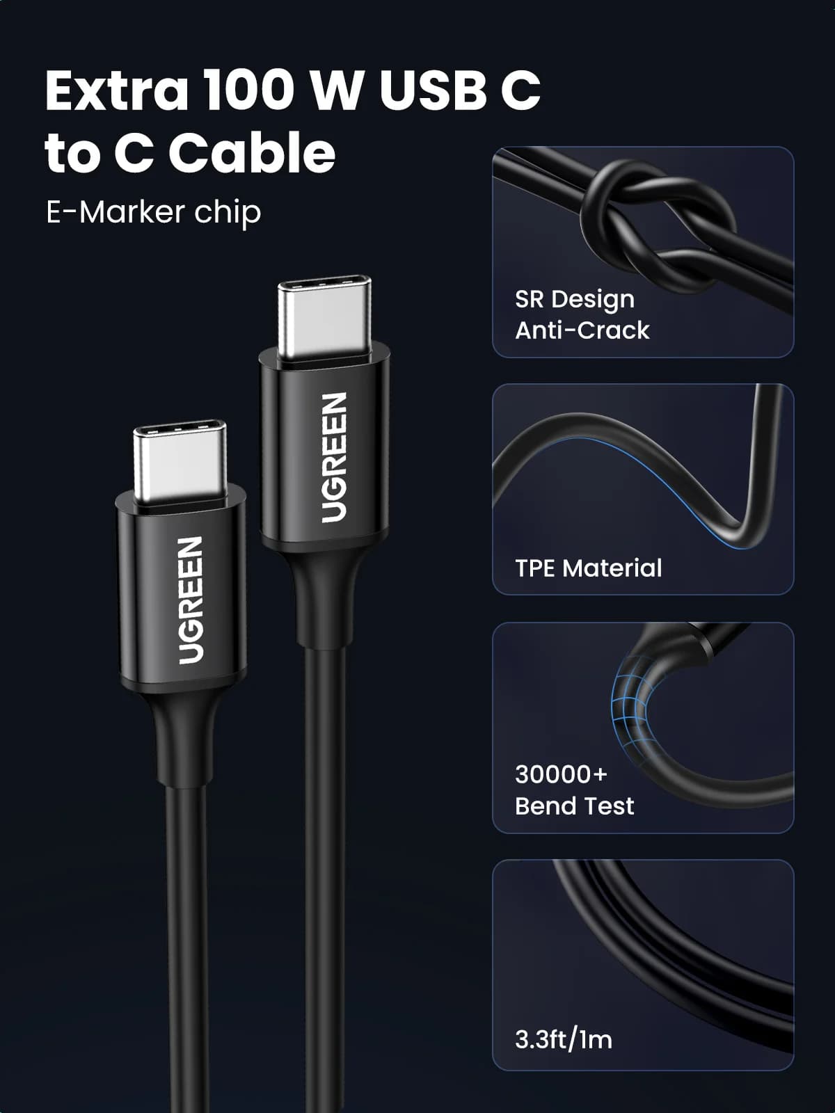 130W USB-C rychlonabíječka do auta s PD kabelem
