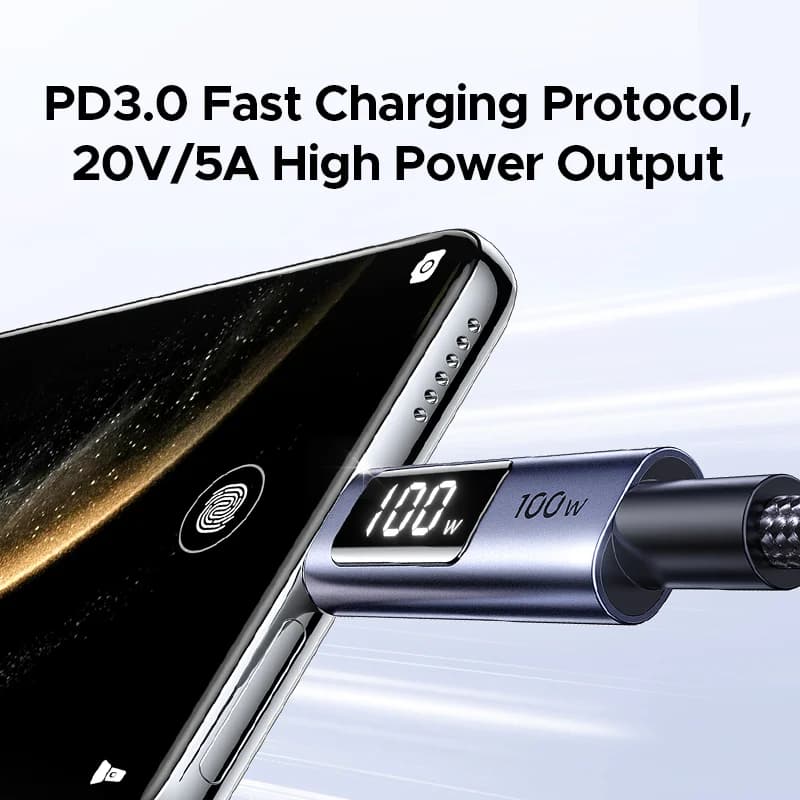 Kabel USB-C na USB-C, 100W PD s digitálním displejem