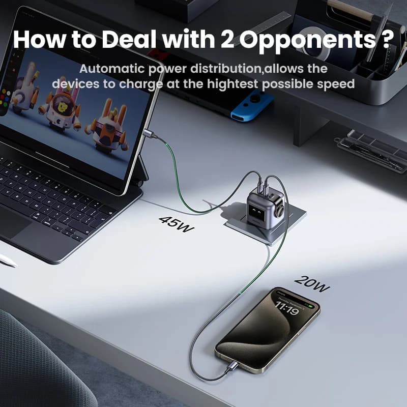 65W GaN USB-C rychlonabíječka se zástrčkou UK