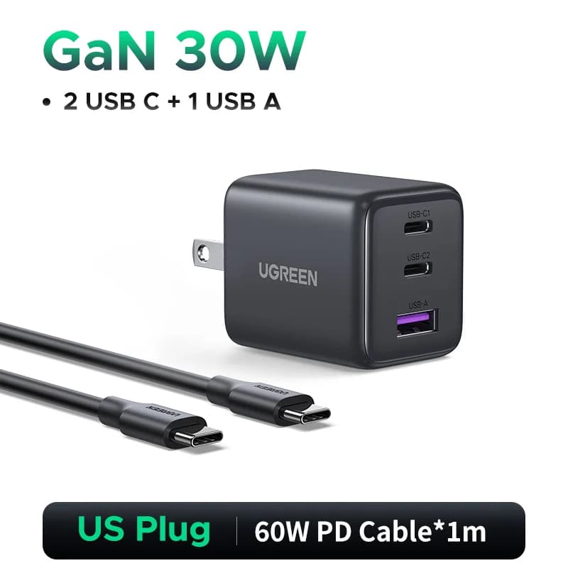 Nabíječka GaN USB-C PD 30W se 3 porty