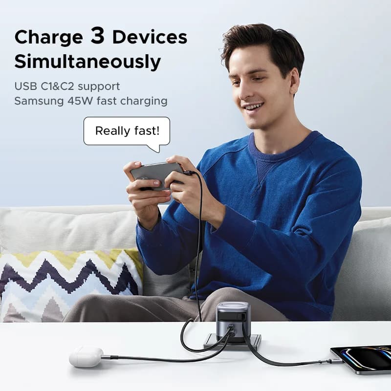45W GaN nabíječka s vysouvacím USB-C kabelem