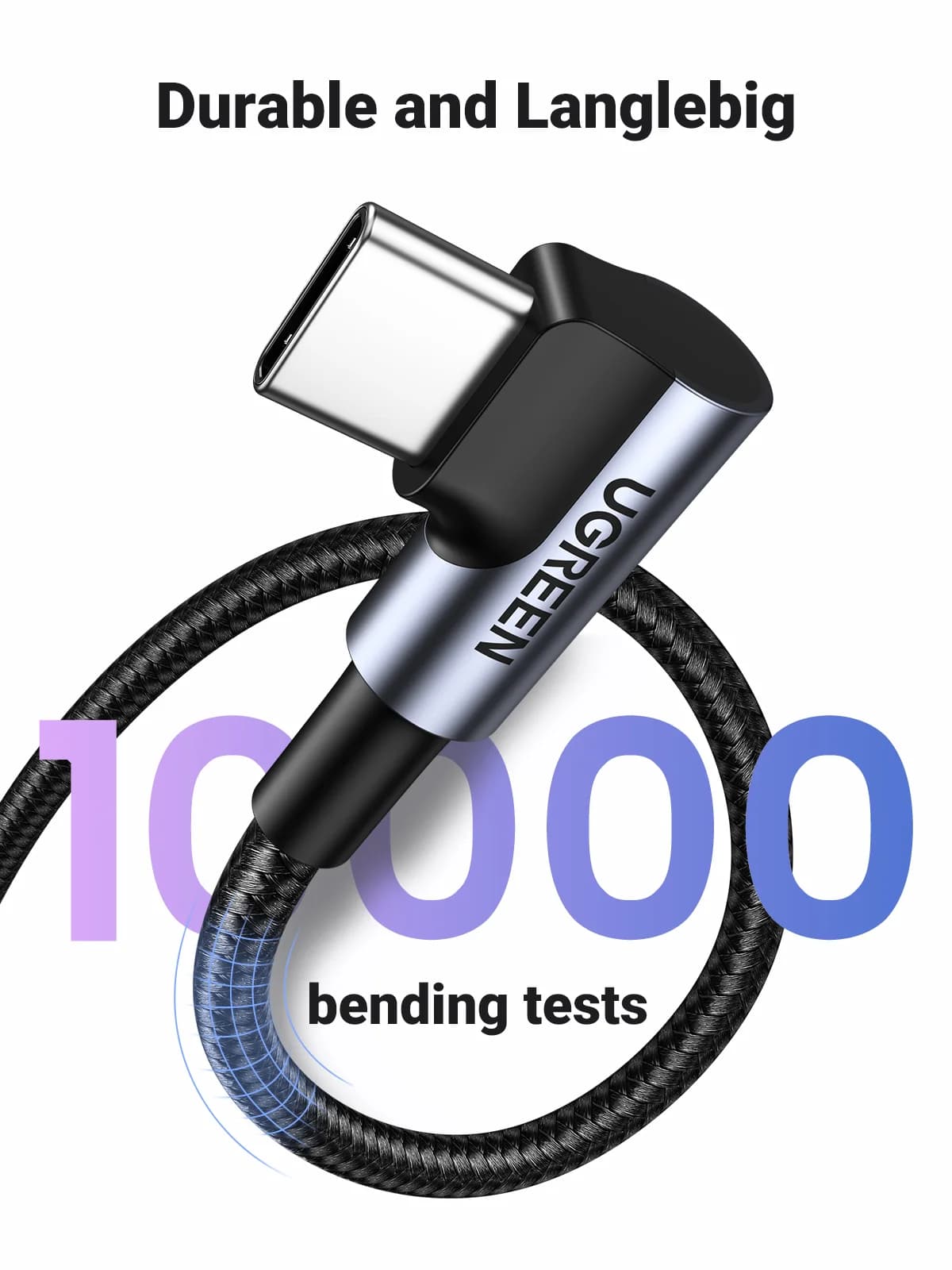 Nylonový kabel USB-C to USB-C s úhlem 90 stupňů
