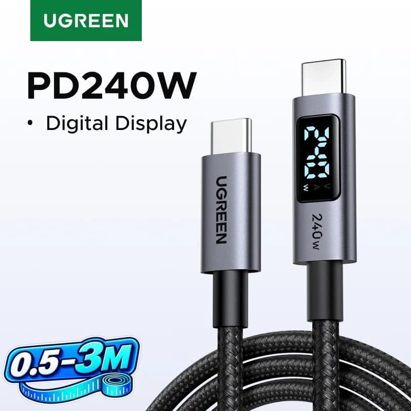 Kabel USB-C na USB-C, 240W PD3.1, Digitální displej