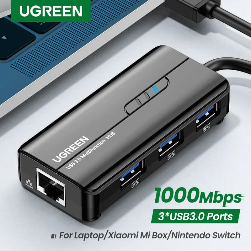 USB 3.0 na Gigabit Ethernet adaptér s hubem