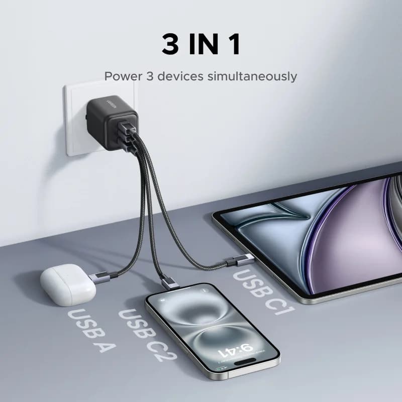 Nástěnná nabíječka GaN 45W s USB-C, EU zástrčka