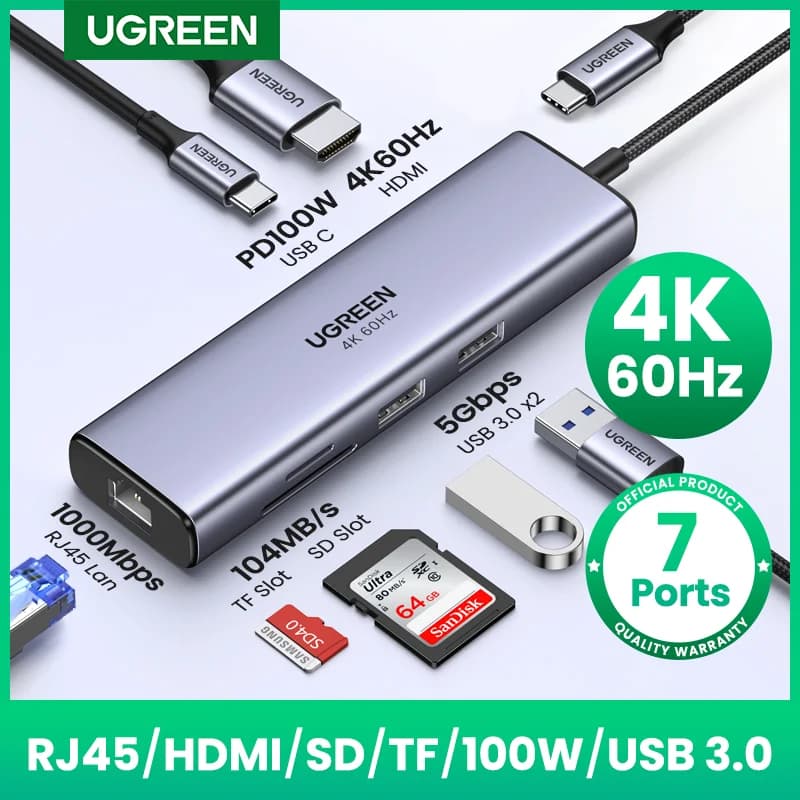 7v1 USB-C Hub, HDMI 4K60Hz, PD 100W