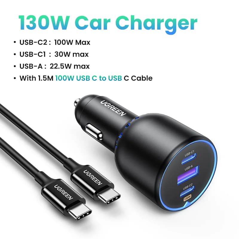 130W Auto-nabíječka s dvěma USB-C