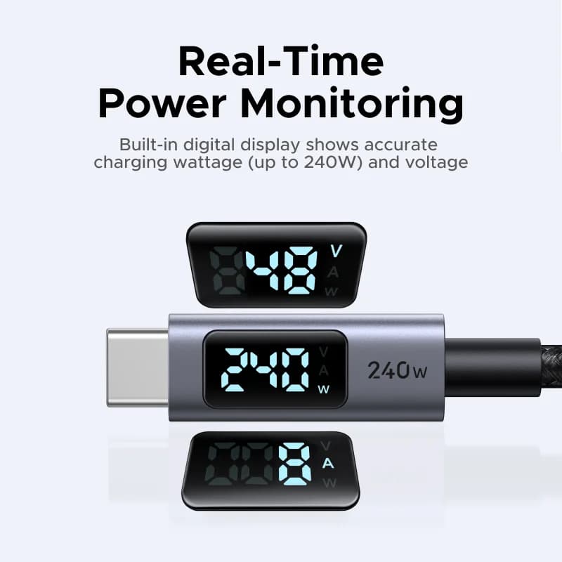 USB-C kabel 240W s digitálním ukazatelem výkonu