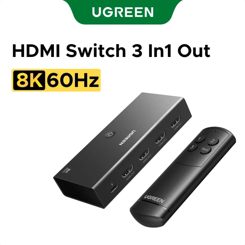 HDMI 2.1 přepínač 3-in-1 Out 8K s dálkovým ovládáním