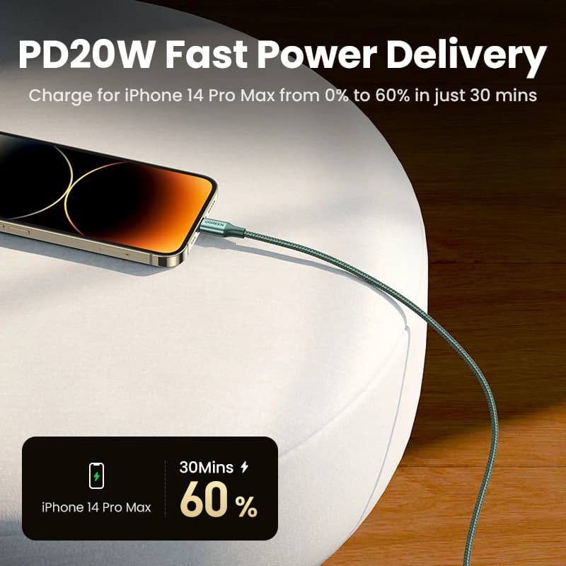 MFi kabel USB-C na Lightning, 20W PD rychlonabíjení