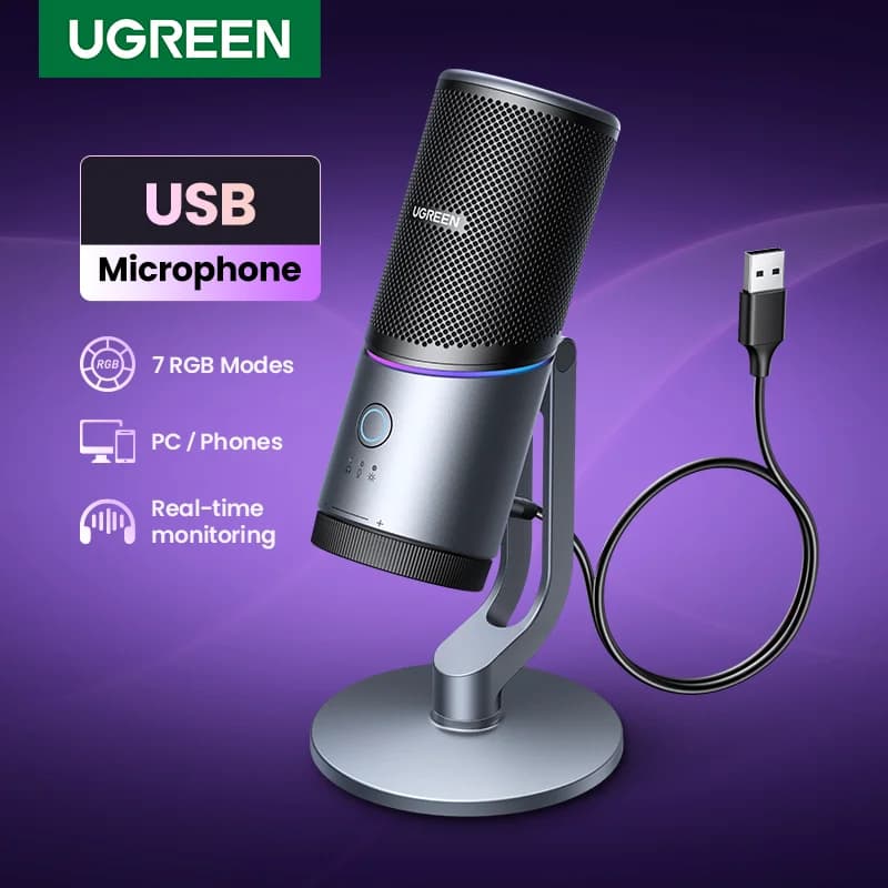 USB kondenzátorový mikrofon s RGB osvětlením