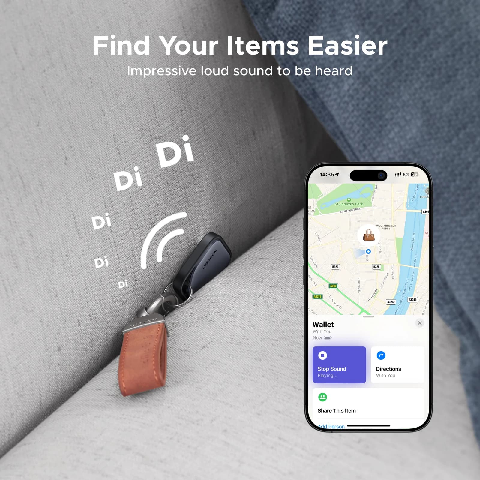 Bluetooth chytrý štítek tracker pro iOS Find My