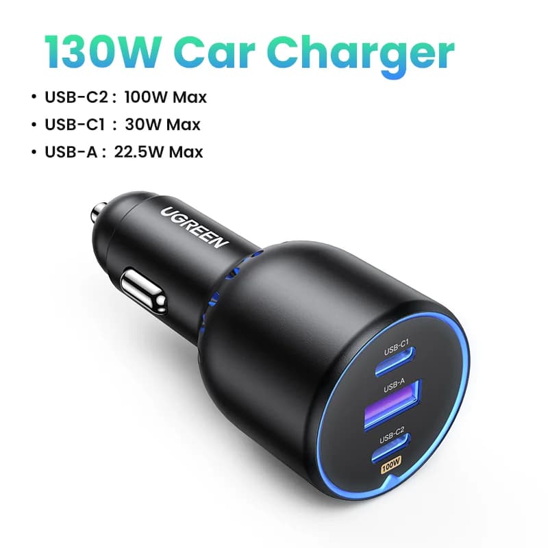 130W Auto-nabíječka s dvěma USB-C