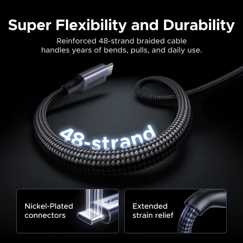240W USB-C magnetický pletený nabíjecí kabel
