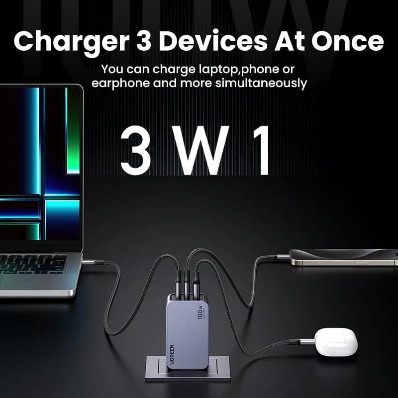 100W GaN USB-C rychlonabíječka, korejská zásuvka