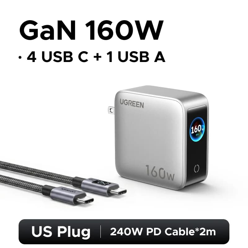 Nabíječka GaN 160W s chytrým displejem, PD 3.1