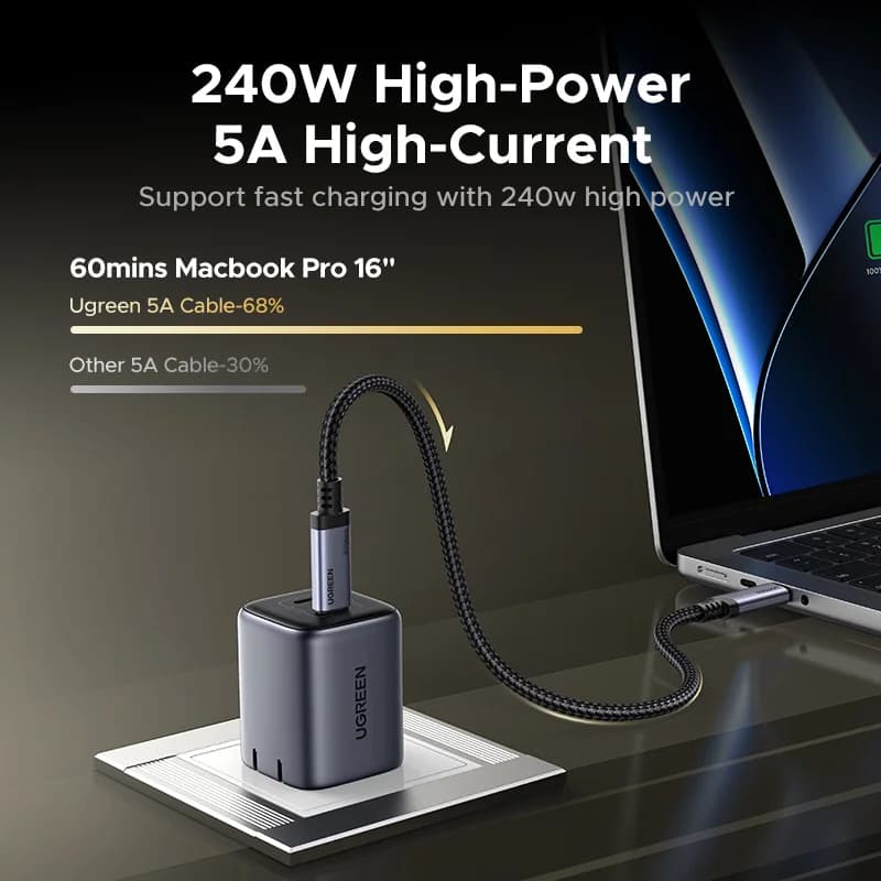 USB4 USB-C kabel, 240W PD, přenos dat 80Gbps