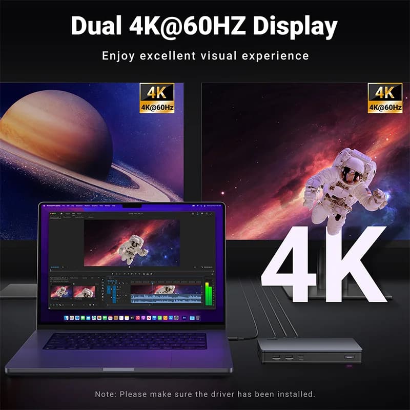 9v1 dokovací stanice USB-C s trojitým displejem