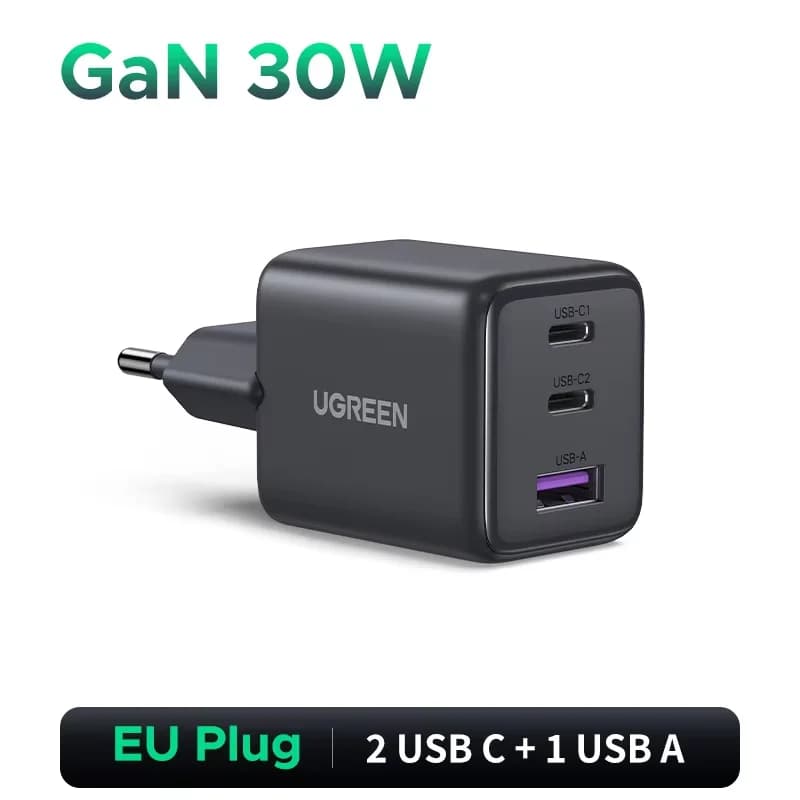 30W GaN síťová nabíječka USB-C, PD 3.0