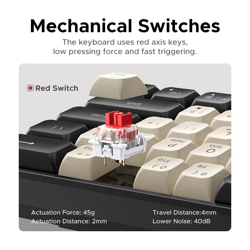 61klávesová mechanická klávesnice s PBT klávesami