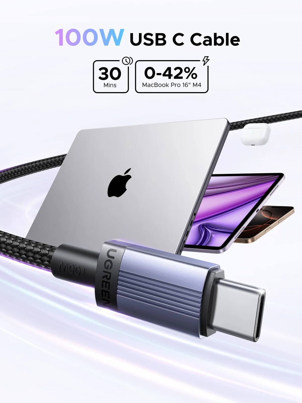 Kabel USB-C 100W, rychlé nabíjení, 5A