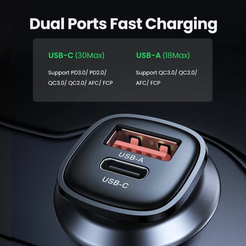 Automobilová nabíječka USB-C 30W s Quick Charge 4.0