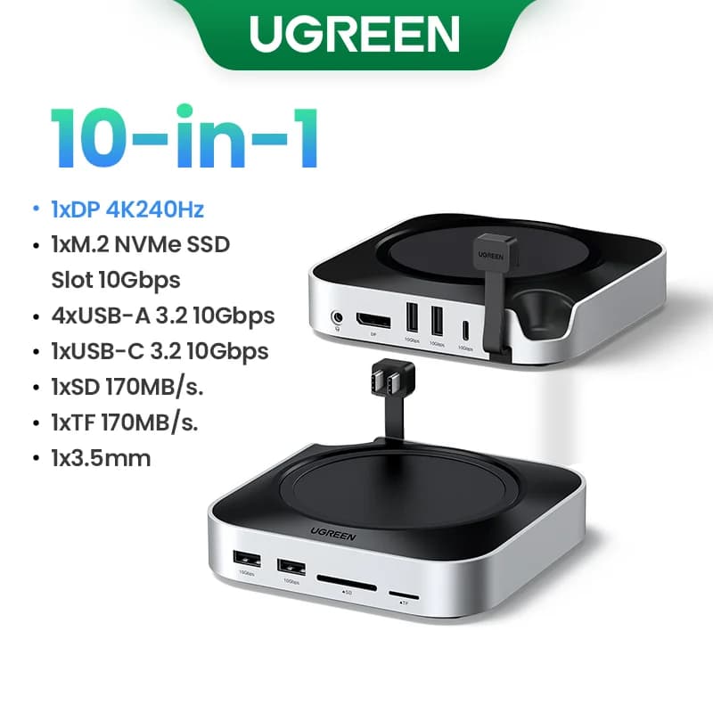 Dokovací stanice pro Mac Mini se slotem M.2 SSD, 4K DP