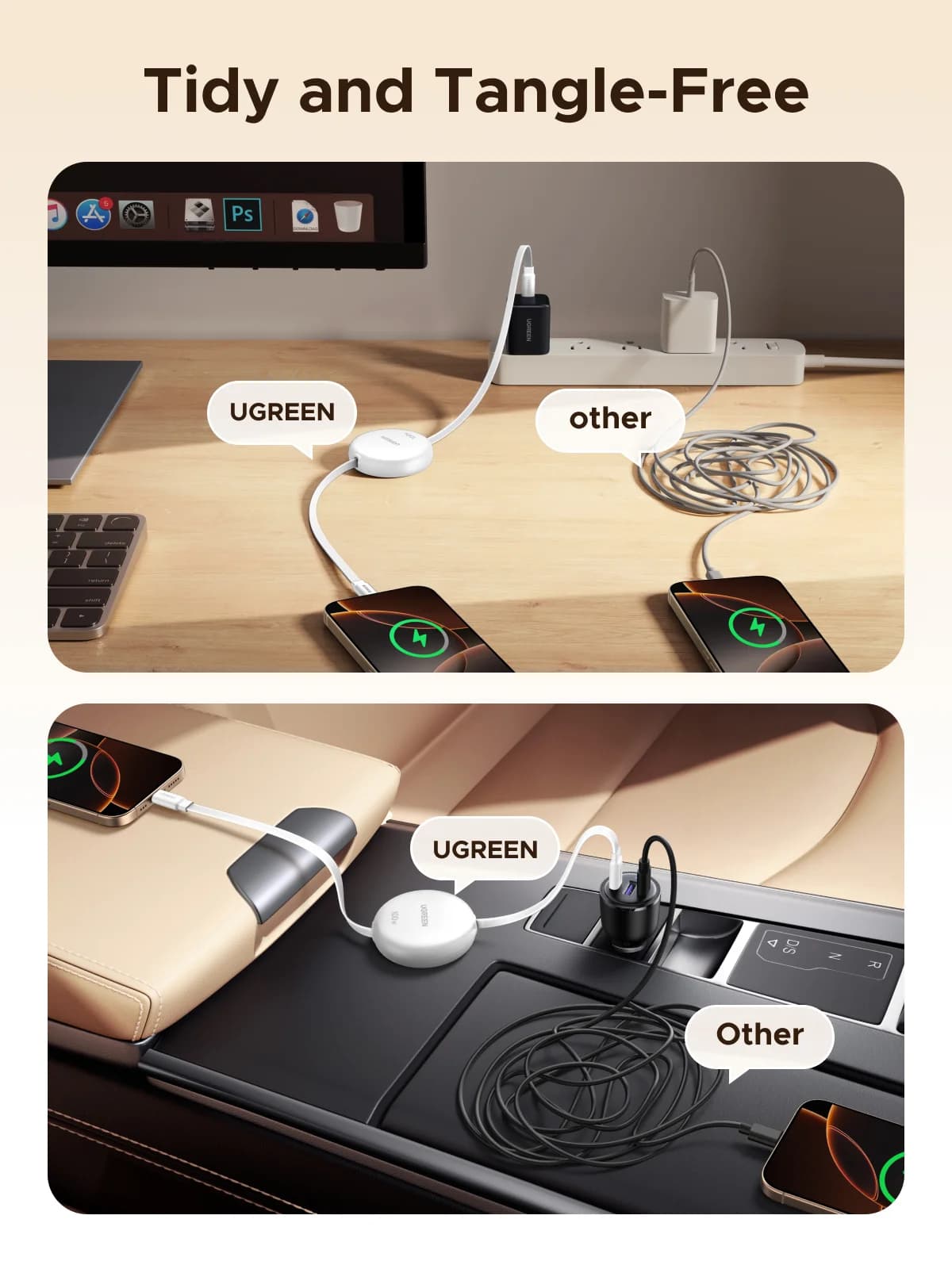Zatahovací kabel USB-C na USB-C, 100W PD