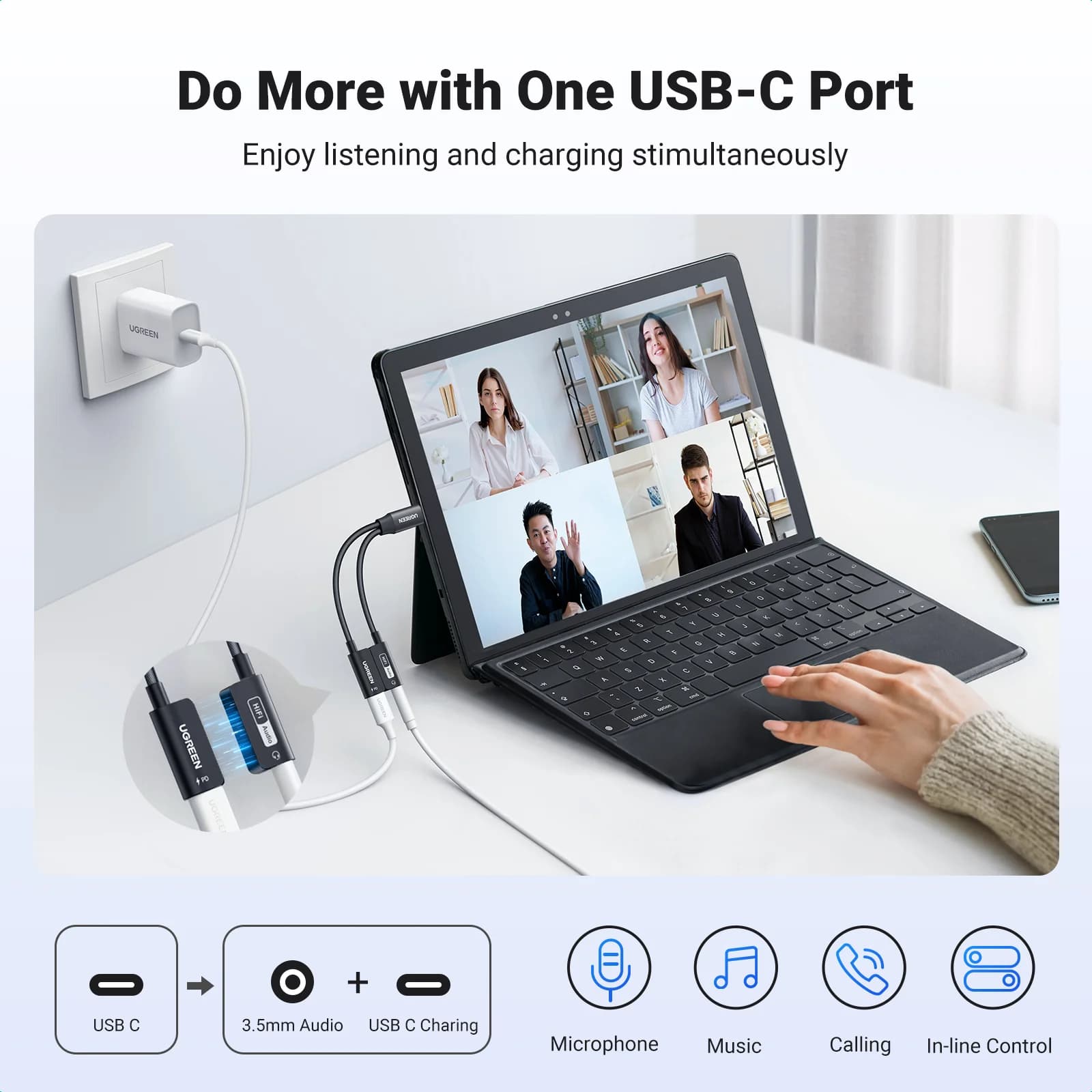 USB-C na 3.5mm AUX audio adaptér s DAC
