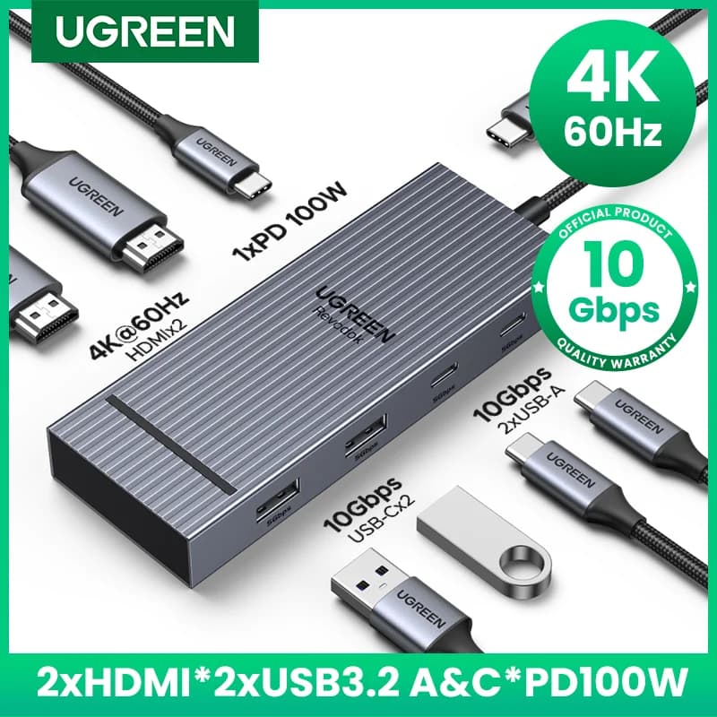 7-in-1 USB-C hub s duálním 4K HDMI a PD100W