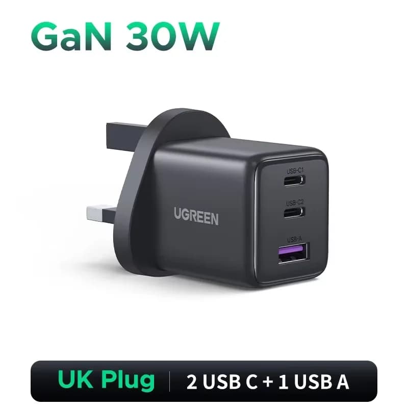 45W GaN USB-C rychlonabíječka, britská zásuvka
