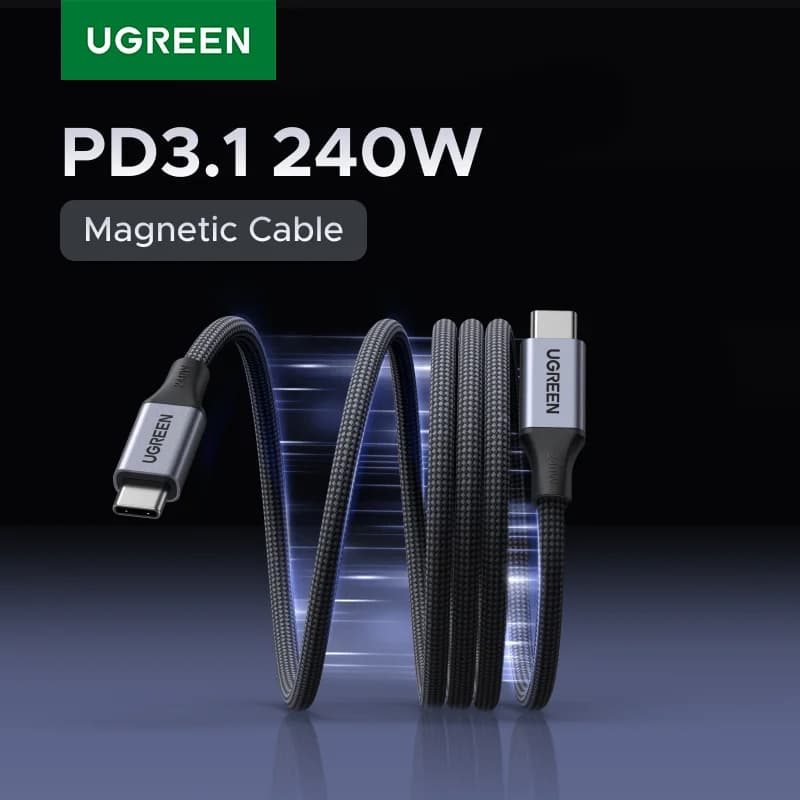 240W USB-C magnetický pletený nabíjecí kabel