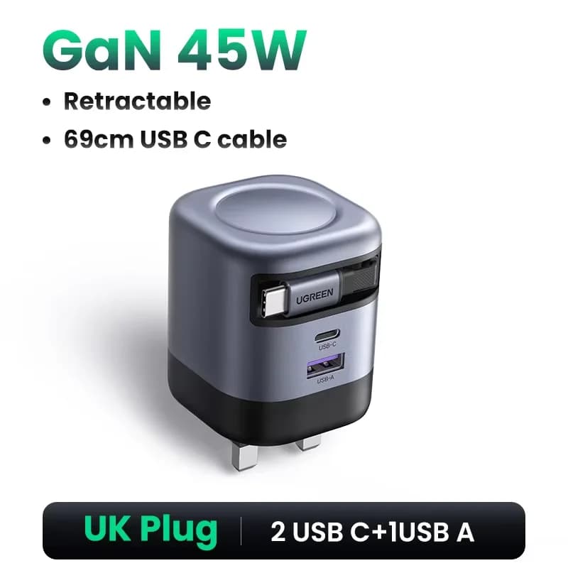 45W GaN nabíječka s vysouvacím USB-C kabelem