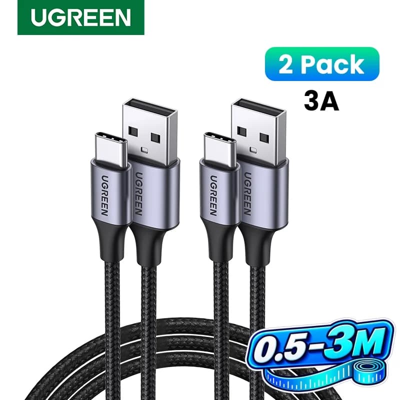 USB-C kabel 2-pack, 3A, 0,25-3m