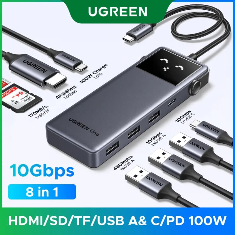 8v1 USB-C hub s 4K HDMI a 100W PD