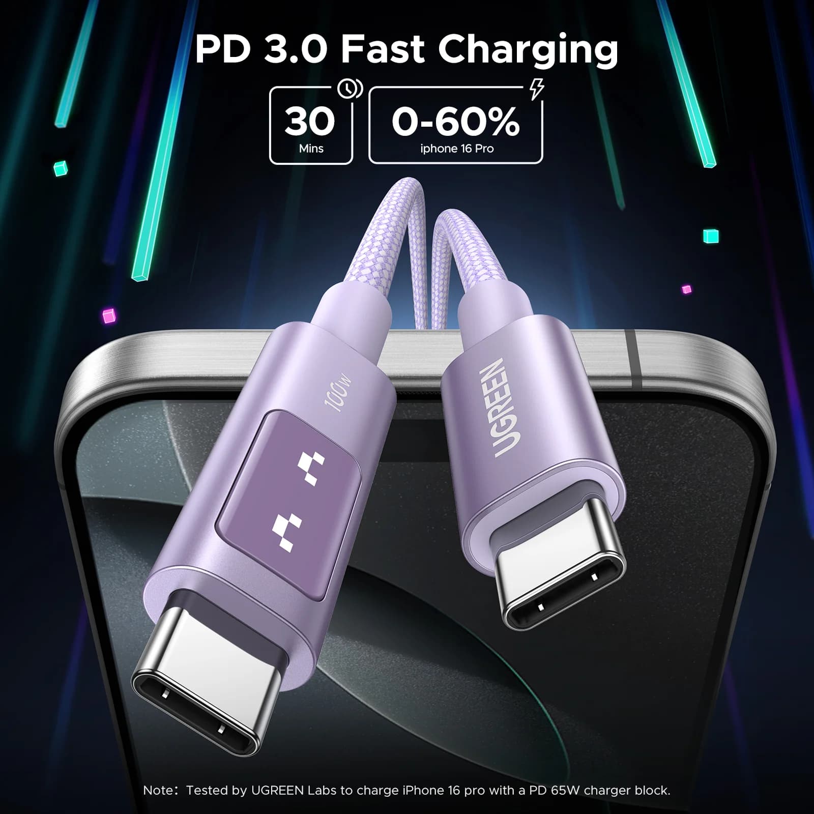 Kabel USB-C na USB-C, 100W PD, více barev