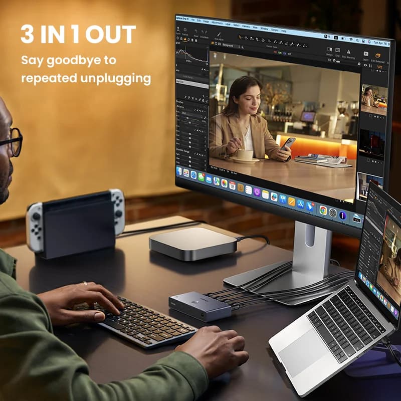 HDMI 2.1 přepínač 3-v-1 výstup 8K s dálkovým ovládáním
