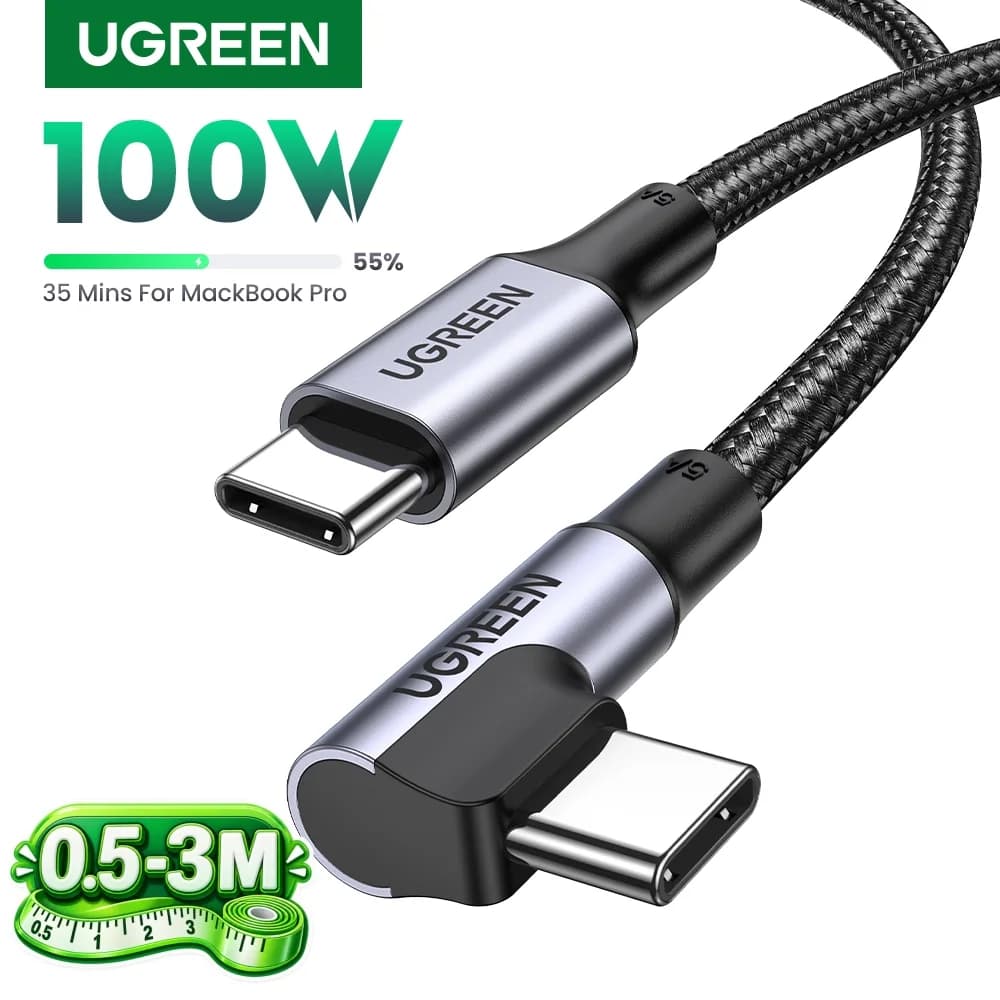 USB-C kabel 90°, 100W PD, Gaming