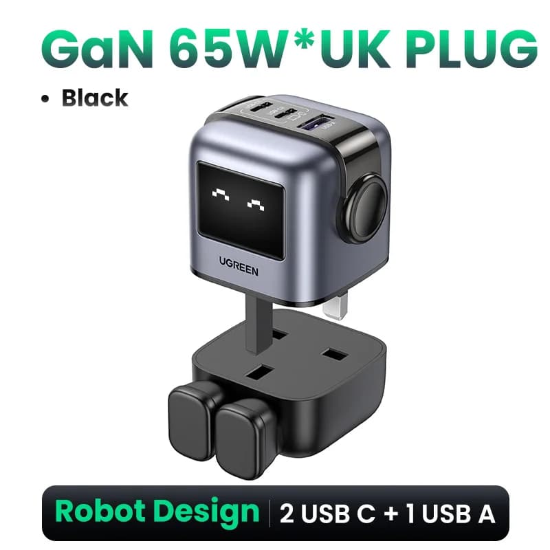 65W GaN USB-C rychlonabíječka se zástrčkou UK