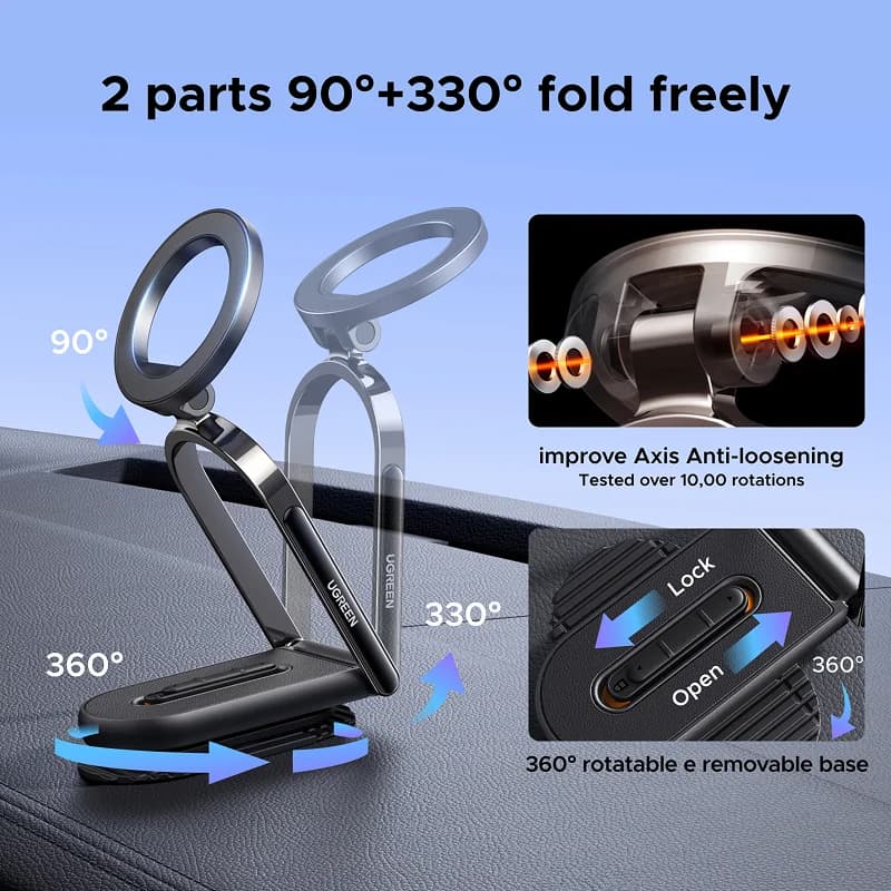 Magnetický držák telefonu na palubní desku auta, otočný o 360°