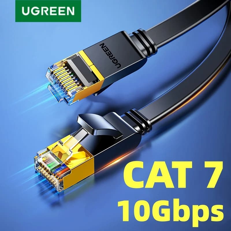 Plochý ethernetový kabel Cat 7, LAN kabel STP 10Gbps