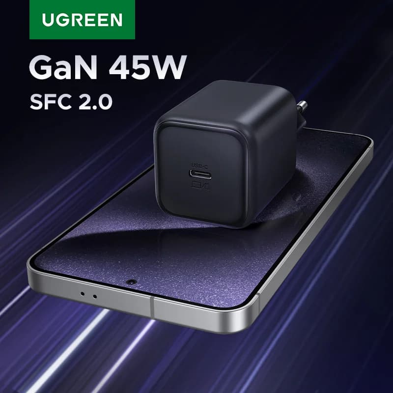 Síťový nabíječka GaN 45W USB-C, PPS QC3.0